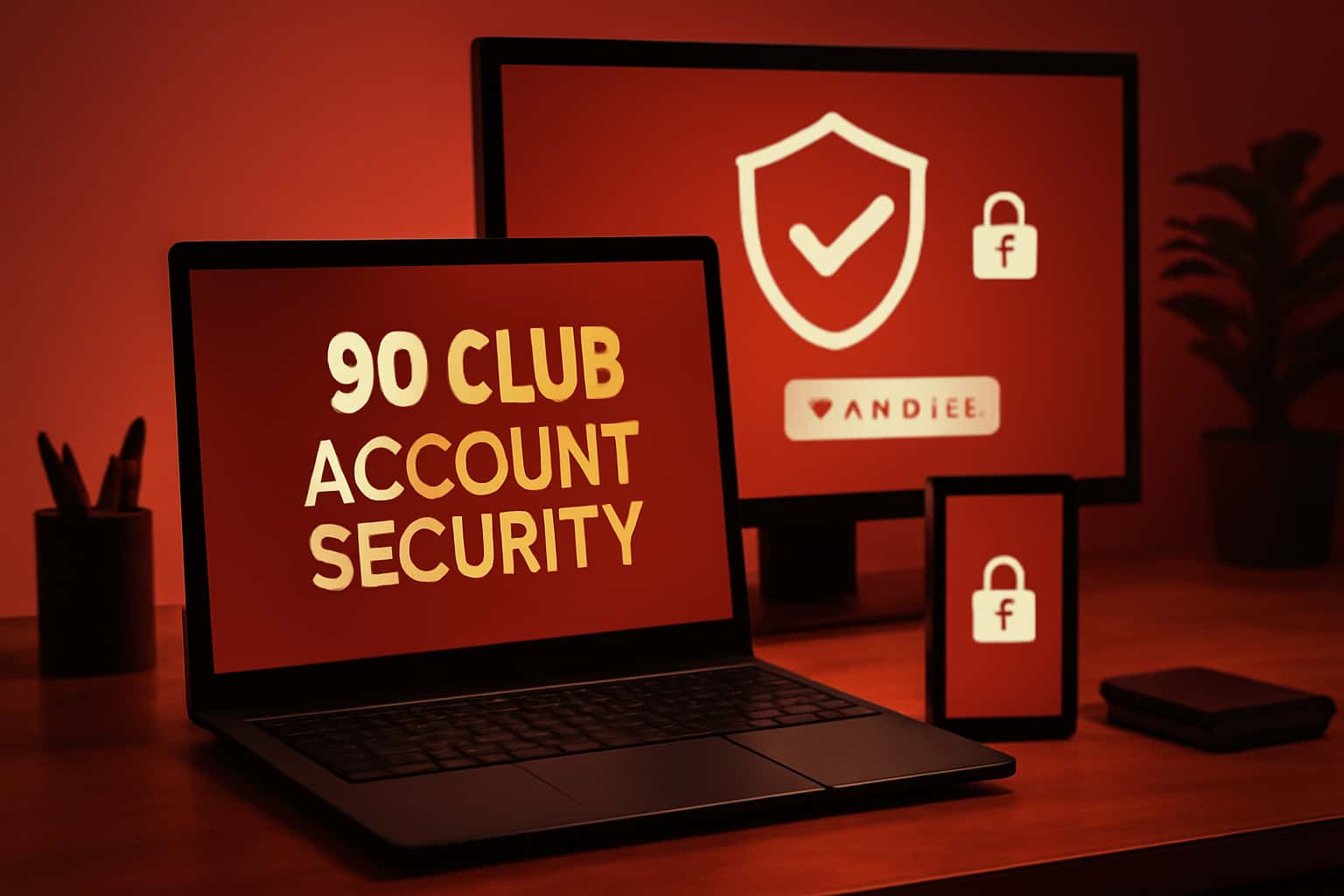 A high-tech depiction emphasizing account security measures for 90 Club.