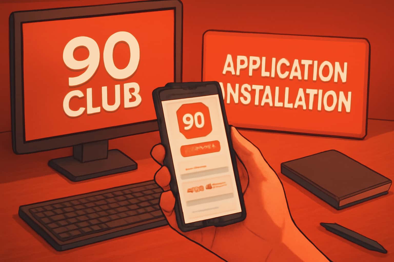 Visual guide to installing the 90 Club application.