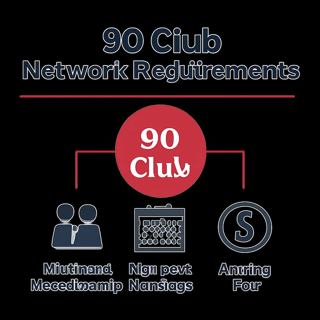 An educational diagram illustrating the 90 Club Network Requirements.