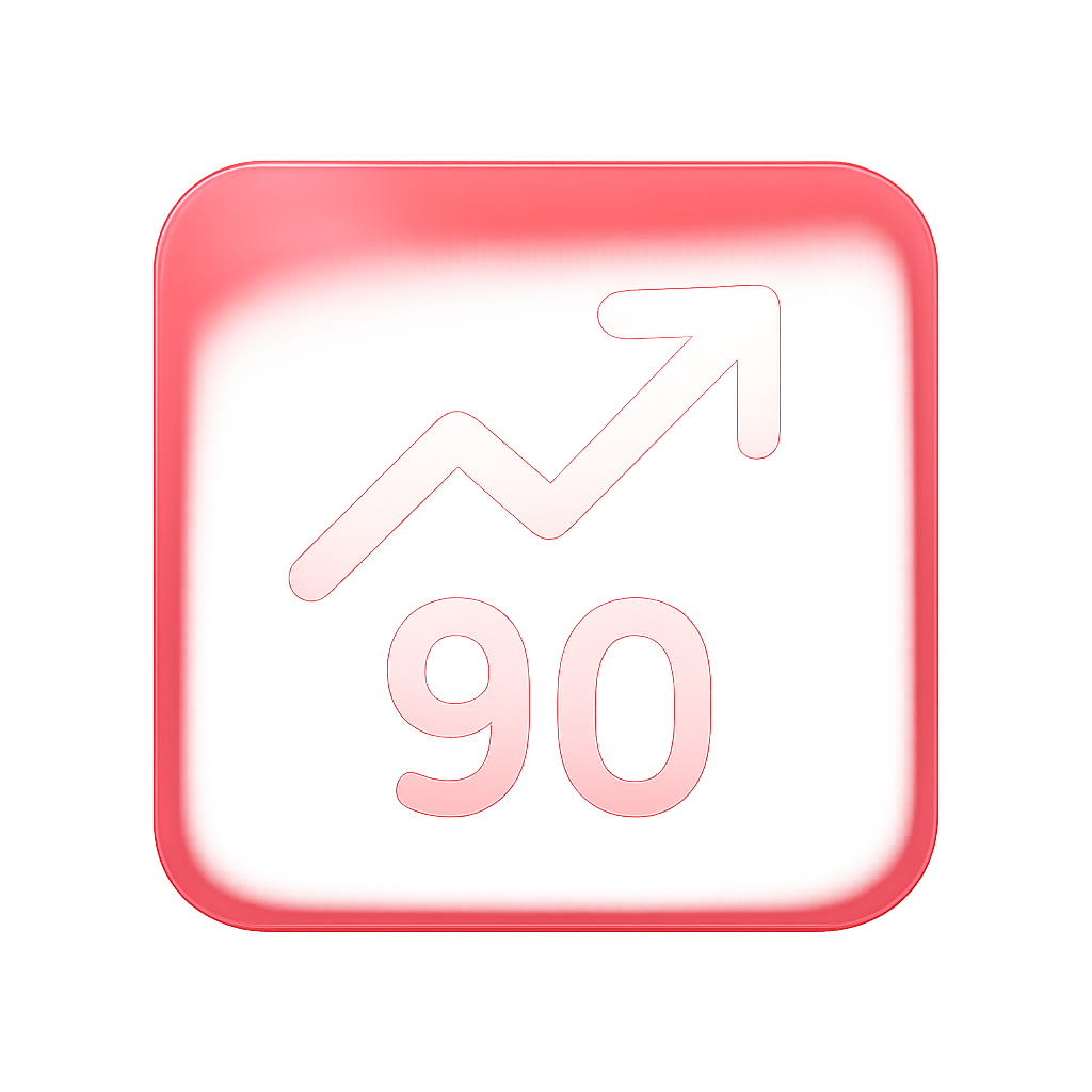 A simple badge representing 90 Club features.