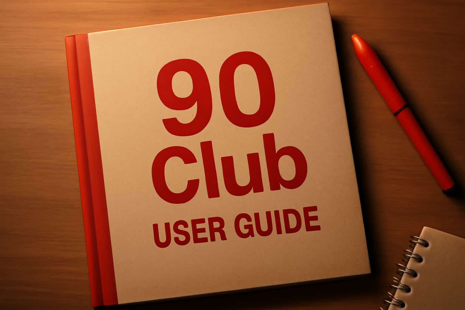 An informational scene depicting the 90 Club User Guide.