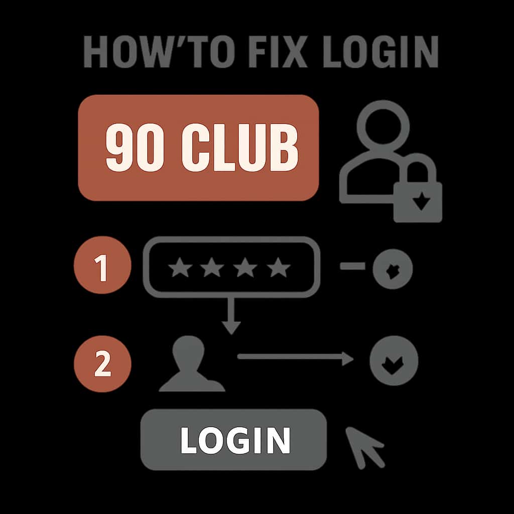 An educational diagram illustrating troubleshooting steps for resolving issues with 90 Club login.