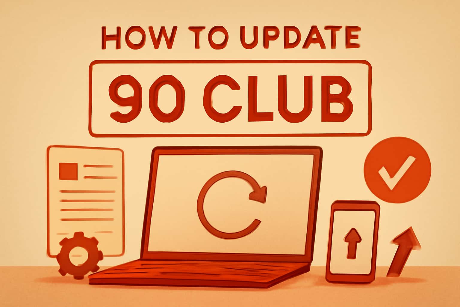An informative scene illustrating the process of updating the 90 Club application.