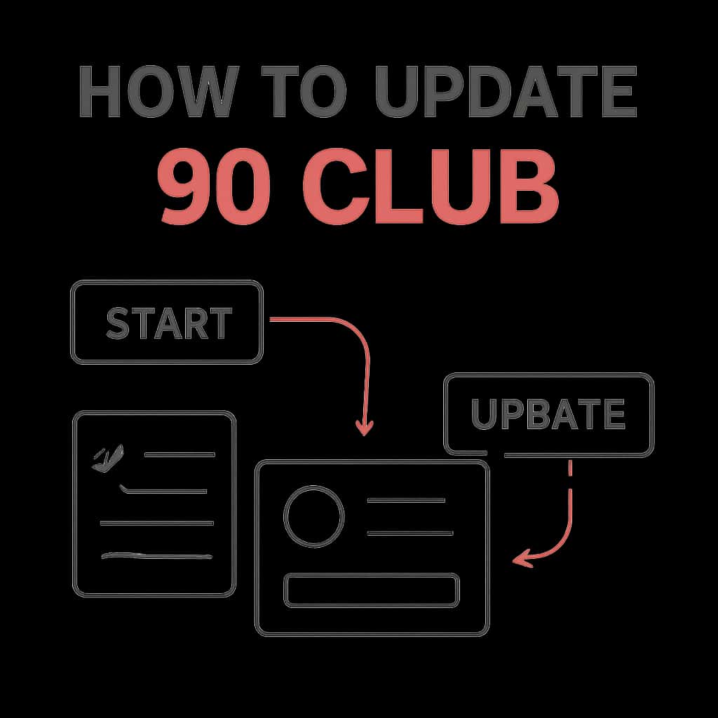 An educational diagram detailing how to update the 90 Club application.