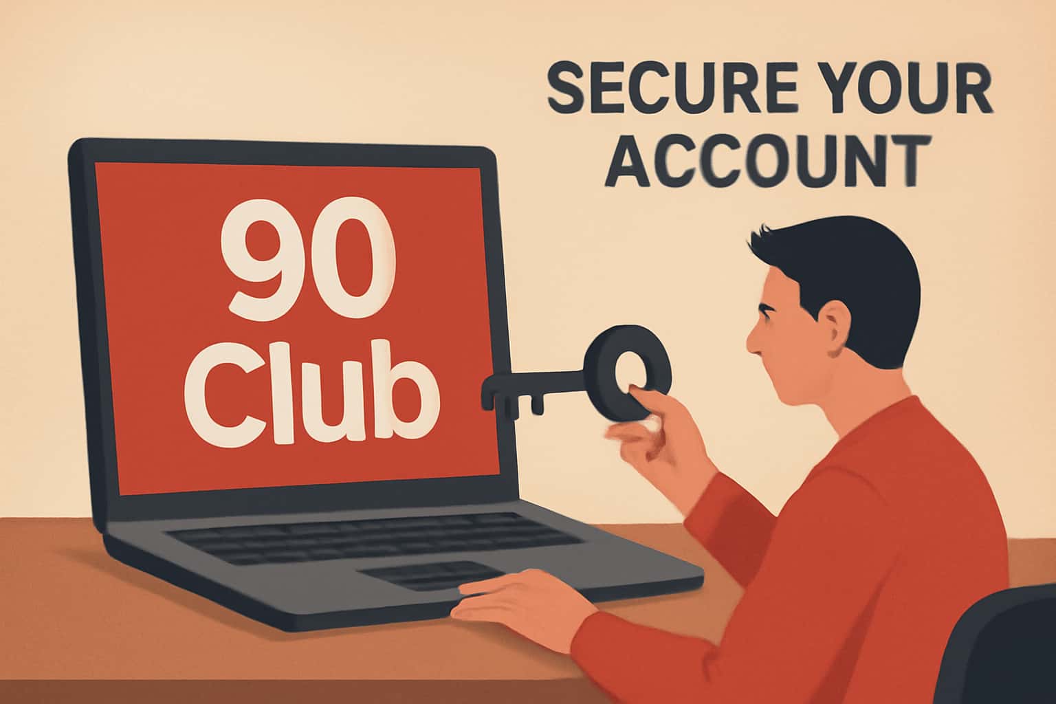 An illustrative scene demonstrating secure account practices for the 90 Club.