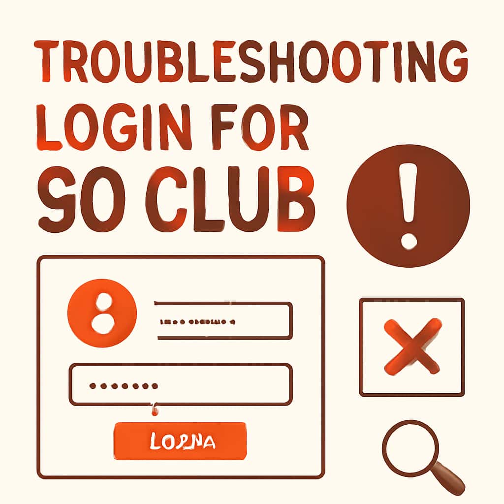 Illustration explaining troubleshooting steps for 90 Club login.